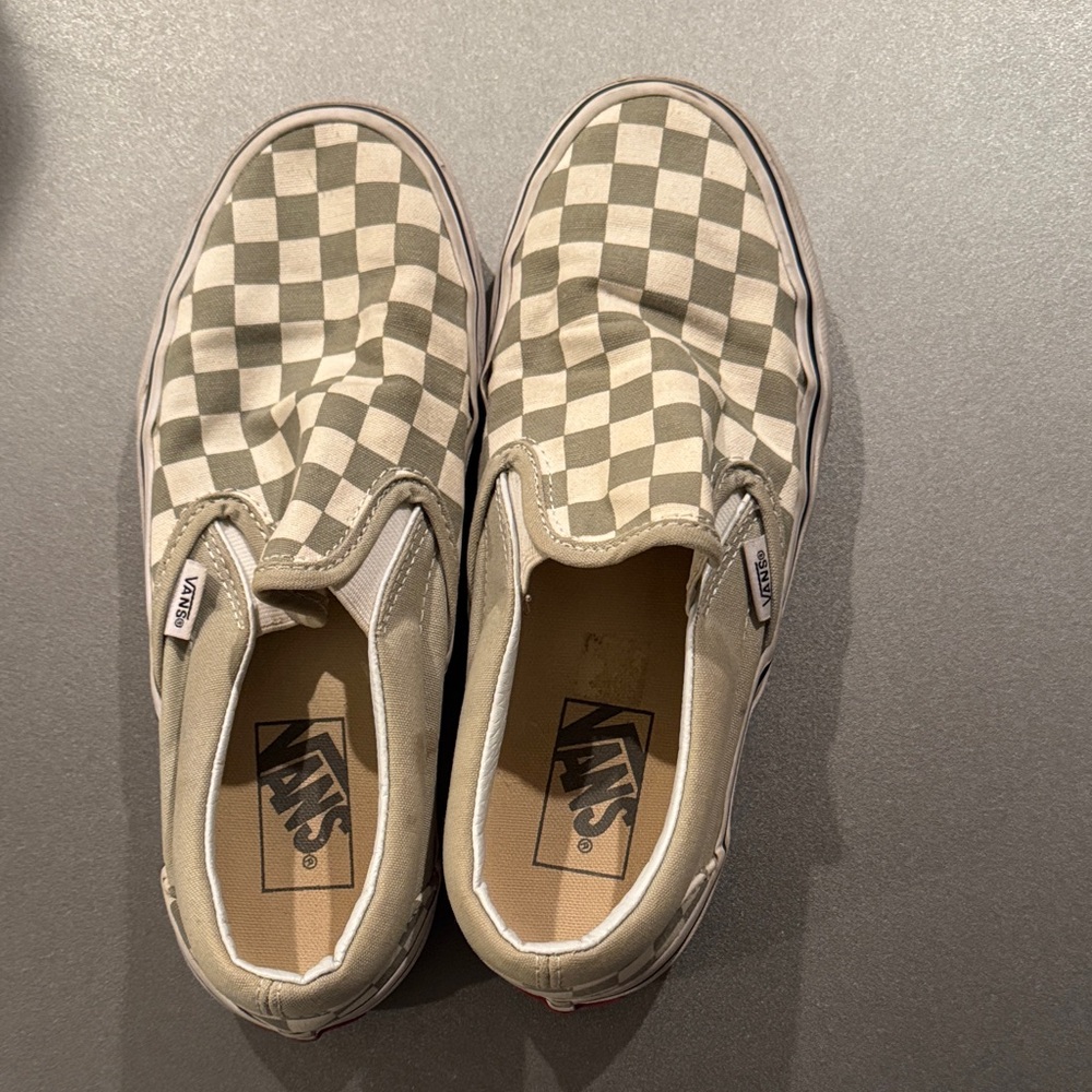 Vans Checkered Slip-On Sneakers - White and Gray